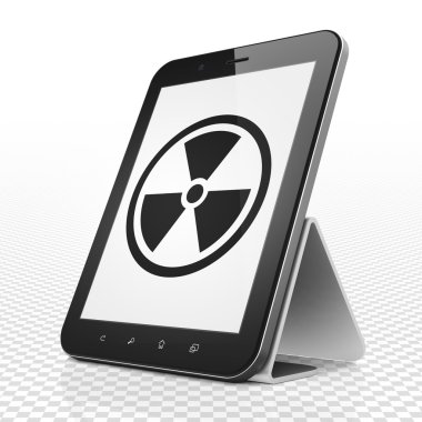 Bilim kavramı: radyasyon ekranda Tablet bilgisayarınızla
