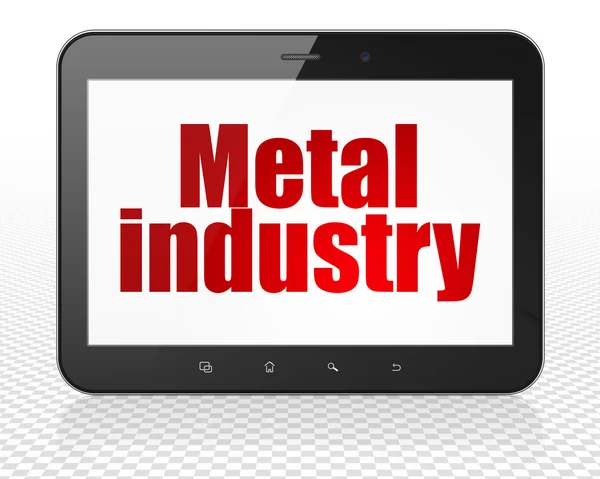 Herstellungskonzept: Tablet-PC mit Metallindustrie — Stockfoto