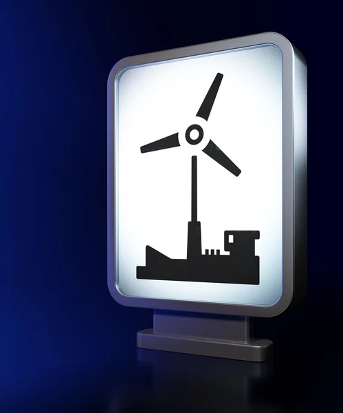 Manufacuring concept: Windmill on billboard background — Stok fotoğraf