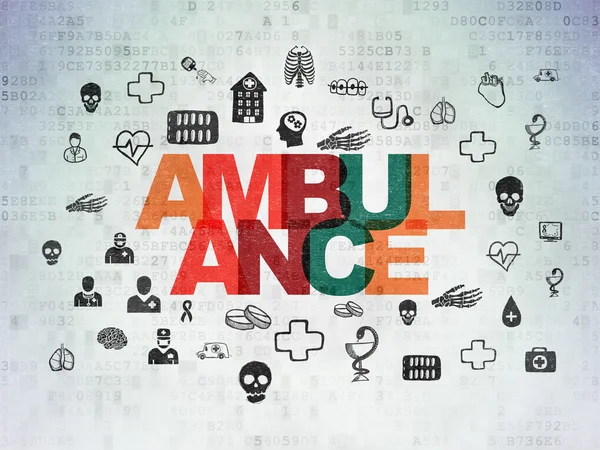 Zdravotní péče koncept: Ambulance na digitální Data papírové pozadí — Stock fotografie