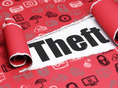 Koruma kavramı: yırtık kağıt parçası altında siyah metin Hırsızlık