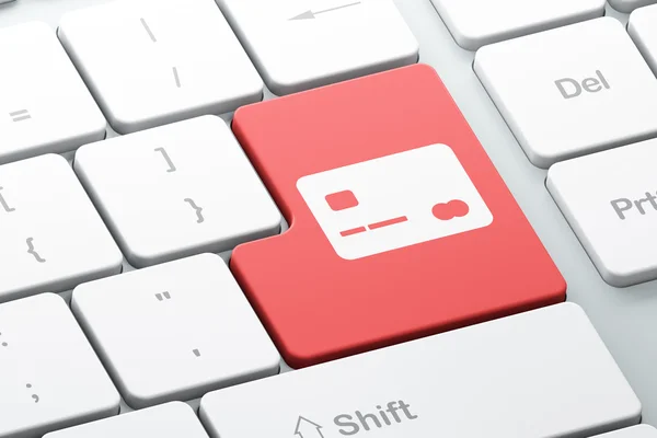 Bankovní koncepce: kreditní karta na pozadí klávesnice počítače — Stock fotografie