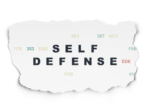 Bescherming concept: zelfverdediging op gescheurd papier achtergrond — Stockfoto