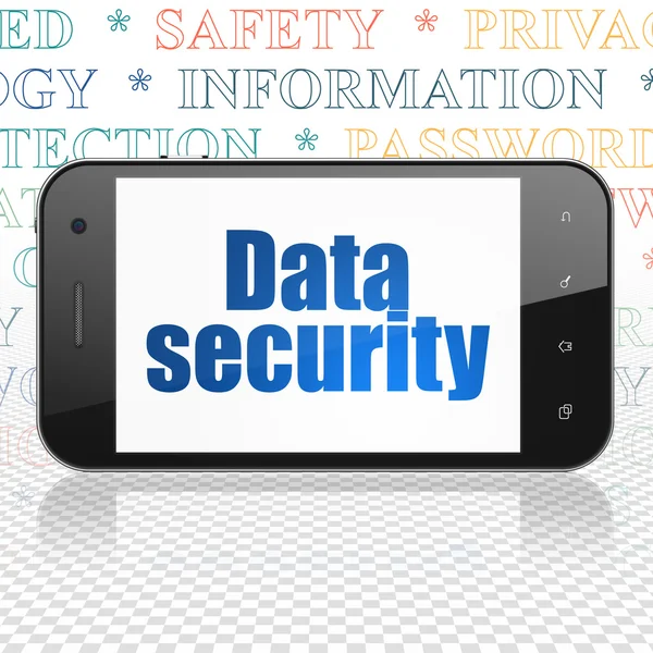 Koncepcja ochrony: smartfon z ochroną danych na wyświetlaczu — Zdjęcie stockowe
