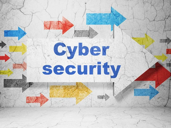 Schutzkonzept: Pfeil mit Cyber-Sicherheit auf Grunge-Wand-Hintergrund — Stockfoto