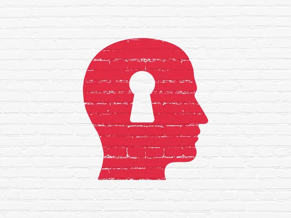 Business concept: Head With Keyhole on wall background — 图库照片