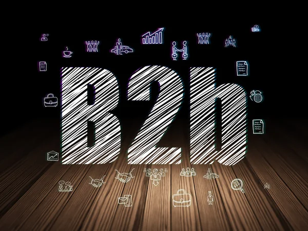 Business concept: B2b in grunge dark room — Stock Photo, Image