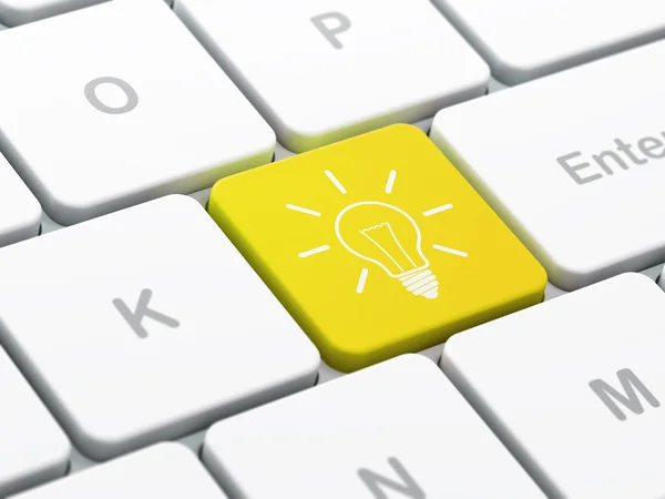 Business concept: Light Bulb on computer keyboard background — Stock Photo, Image