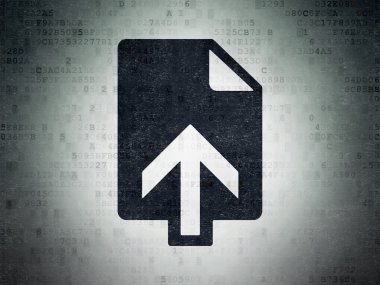 Web tasarım konsepti: dijital veri kağıt arka plan üzerinde Upload