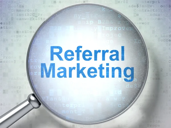 Concept publicitaire : Referral Marketing avec verre optique — Photo