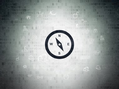 Tatil kavramı: pusula dijital veri kağıt arka plan üzerinde