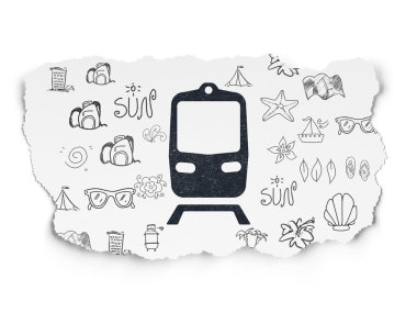 Tatil konsepti: Yırtık Kağıt arka plan üzerinde Tren