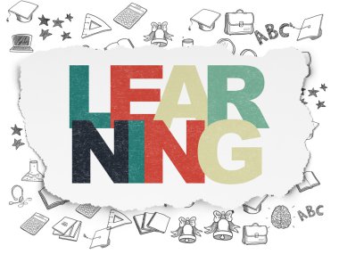 Eğitim kavramı: yırtık kağıt arka plan üzerinde öğrenme