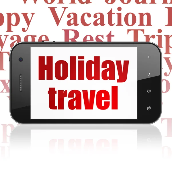 Koncepcja podróży: smartfon z wakacjach na wyświetlaczu — Zdjęcie stockowe