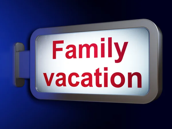 Concepto de turismo: Vacaciones en familia en el fondo de la cartelera — Foto de Stock