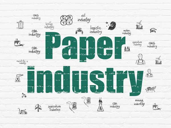 Concepto de fabricación: Industria del papel sobre fondo de pared —  Fotos de Stock