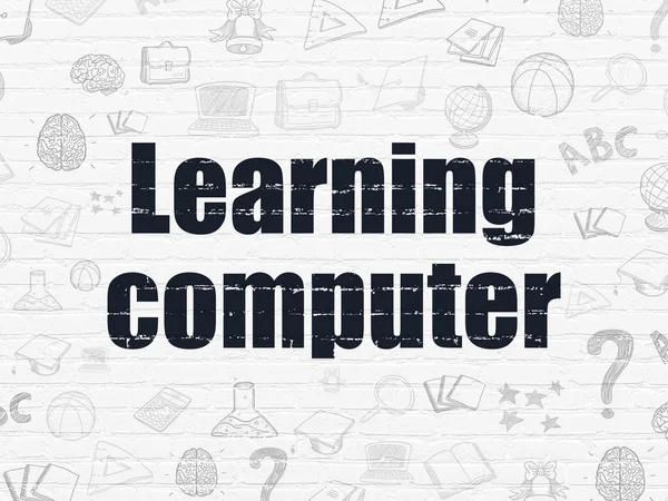 Studying concept: Learning Computer on wall background — Stock Photo, Image