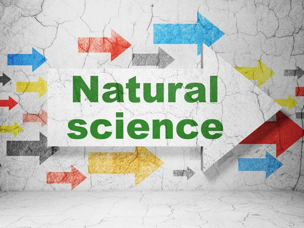 Vetenskapen koncept: pil med naturvetenskap på grunge vägg bakgrund — Stockfoto