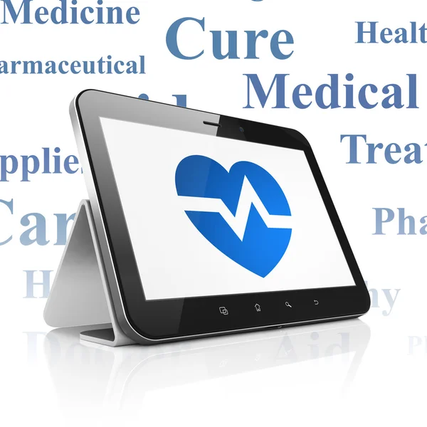 의학 개념: 태블릿 컴퓨터 디스플레이에 마음으로 — 스톡 사진