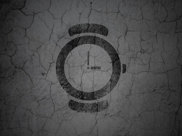 Timeline-Konzept: Uhr auf Grunge-Wand-Hintergrund — Stockfoto
