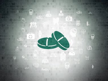 Tıp kavramı: dijital veri kağıt arka plan hapları