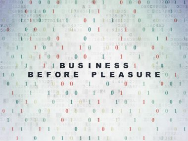 Ekonomi kavramı: dijital veri kağıt arka plan üzerinde zevkten önce iş