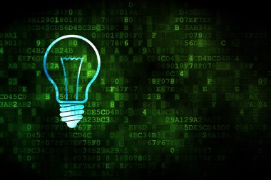 İş kavramı: ampul dijital arka plan üzerinde