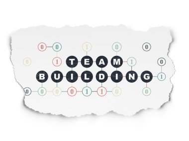 Finance concept: Team Building on Torn Paper background