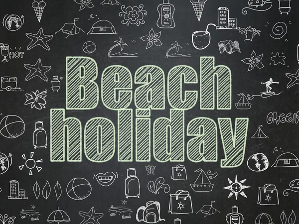 Travel concept: Beach Holiday on School board background — 스톡 사진