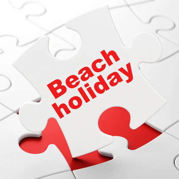 Travel concept: Beach Holiday on puzzle background — Stock Photo, Image