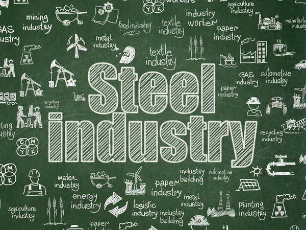 Koncepce výroby: ocelářství na pozadí školní desky — Stock fotografie