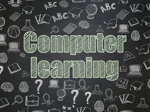 Studying concept: Computer Learning on School board background — Stock Photo, Image