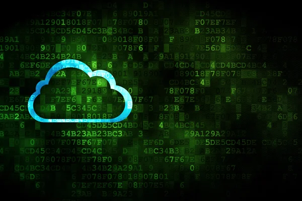 Concepto de computación en nube: Nube sobre fondo digital — Foto de Stock