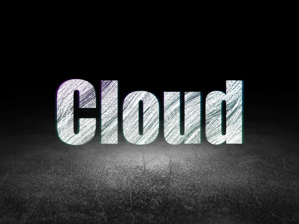 Concetto di cloud networking: Cloud in camera oscura grunge — Foto Stock