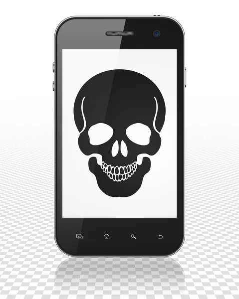 Concepto de salud: Smartphone con Scull en pantalla — Foto de Stock