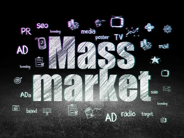 Marketingové koncepce: Mass trhu v temné místnosti grunge — Stock fotografie
