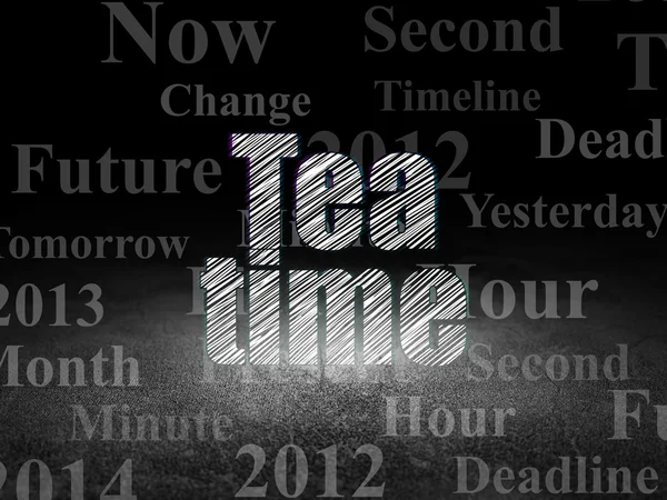 Conceito de tempo: Tea Time no quarto escuro grunge — Fotografia de Stock
