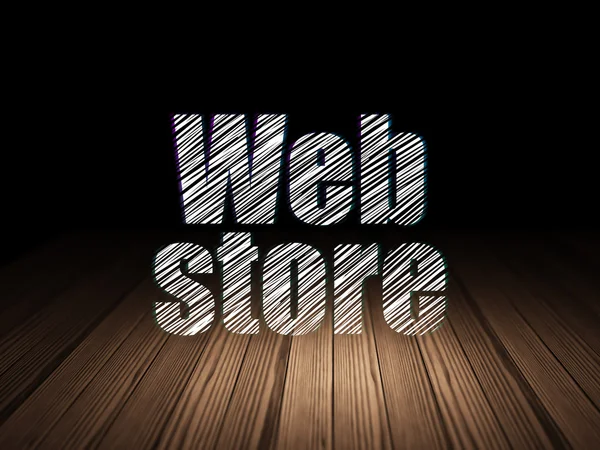 Concetto di sviluppo web: Web Store in camera oscura grunge — Foto Stock