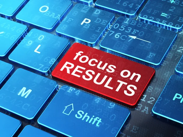 Bedrijfsconcept: focus op resultaten op de achtergrond van computer toetsenbord — Stockfoto