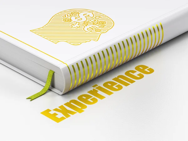 Концепция бизнеса: книга Head With Finance Symbol, Experience on white background — стоковое фото