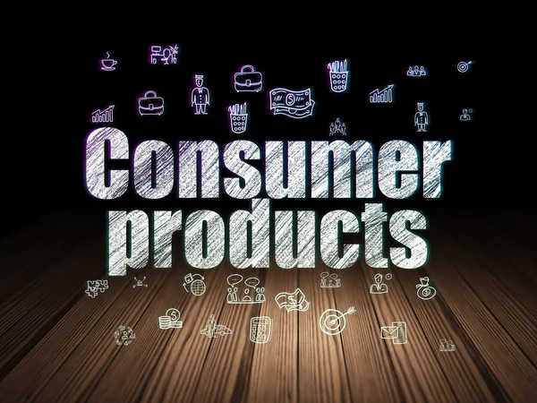 Koncepcja finansowania: produktów konsumenckich w ciemnym pokoju grunge — Zdjęcie stockowe