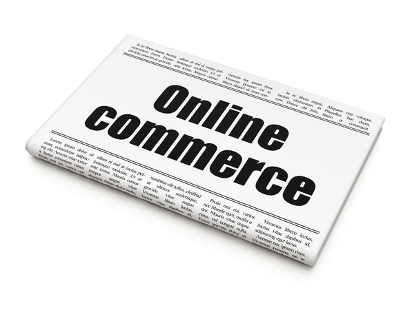 Business concept: newspaper headline Online Commerce — Stock Photo, Image