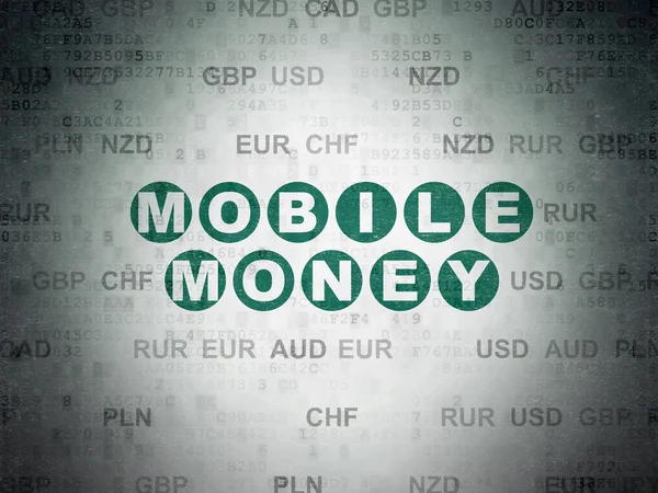 Bancaire concept: mobiele geld op digitale Data-Paper achtergrond — Stockfoto