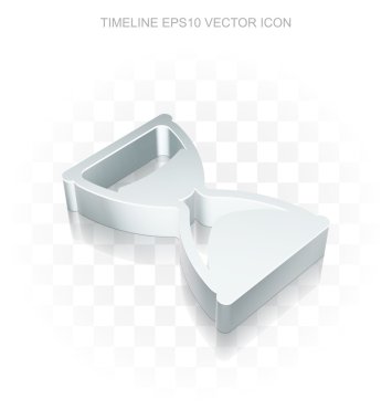 Zaman simgesi: Düz metalik 3d Kum Saati, şeffaf gölge, Eps 10 vektör.