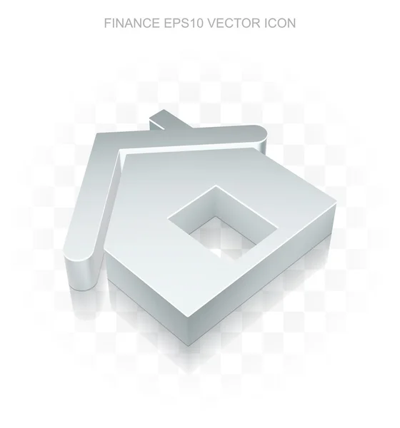 Finanz-Ikone: flaches metallisches 3D-Zuhause, transparenter Schatten, Vektor Folge 10. — Stockvektor