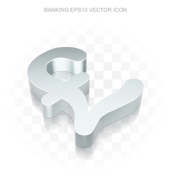Währungssymbol: flaches metallisches 3d-Pfund, transparenter Schatten, Folge 10 Vektor. — Stockvektor