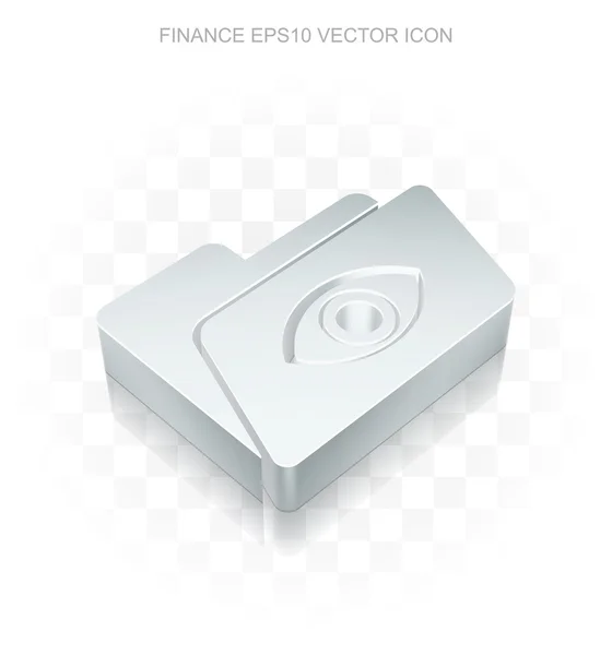 Finanzsymbol: flacher metallischer 3D-Ordner mit Auge, transparentem Schatten, Folge 10 Vektor. — Stockvektor