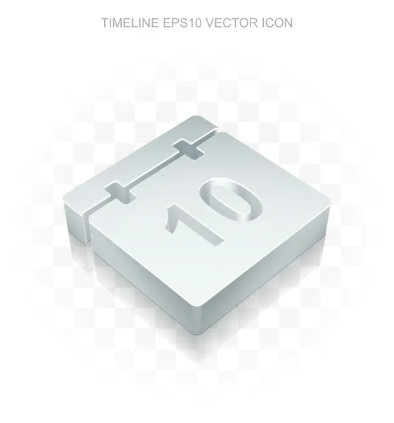 Chronologie métallique plate icône du calendrier 3d, ombre transparente, vecteur EPS 10 . — Image vectorielle