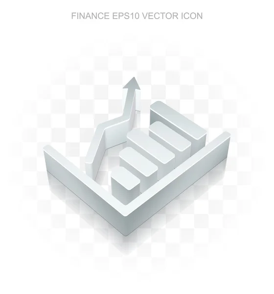 Icono de finanzas: Gráfico de crecimiento 3D metálico plano, sombra transparente, vector EPS 10 . — Vector de stock