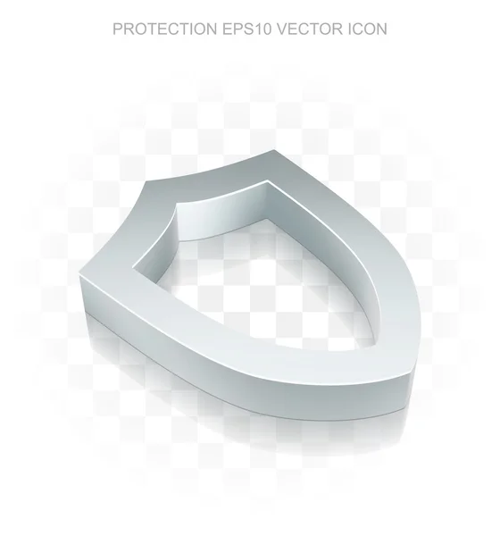 Icône de sécurité : Bouclier contour 3D métallique plat, ombre transparente, vecteur EPS 10 . — Image vectorielle